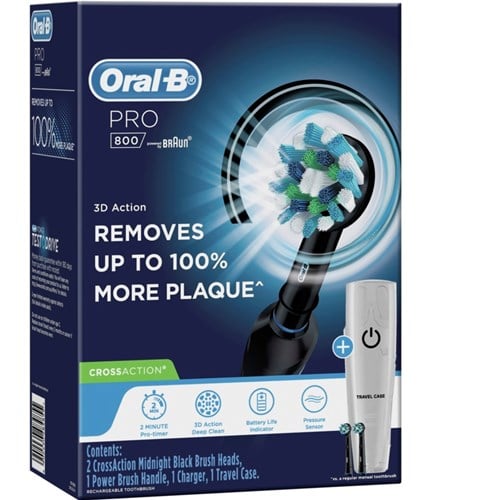 Oral B Pro 800 Cross Action with Travel Case Midnight Black