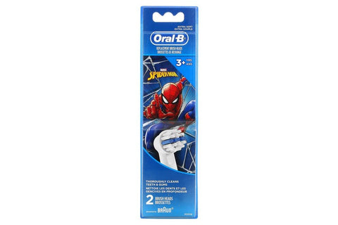 Oral-B, Replacement Brush Heads, Extra Soft, 3+ Yrs, Spiderman, 2 Pack