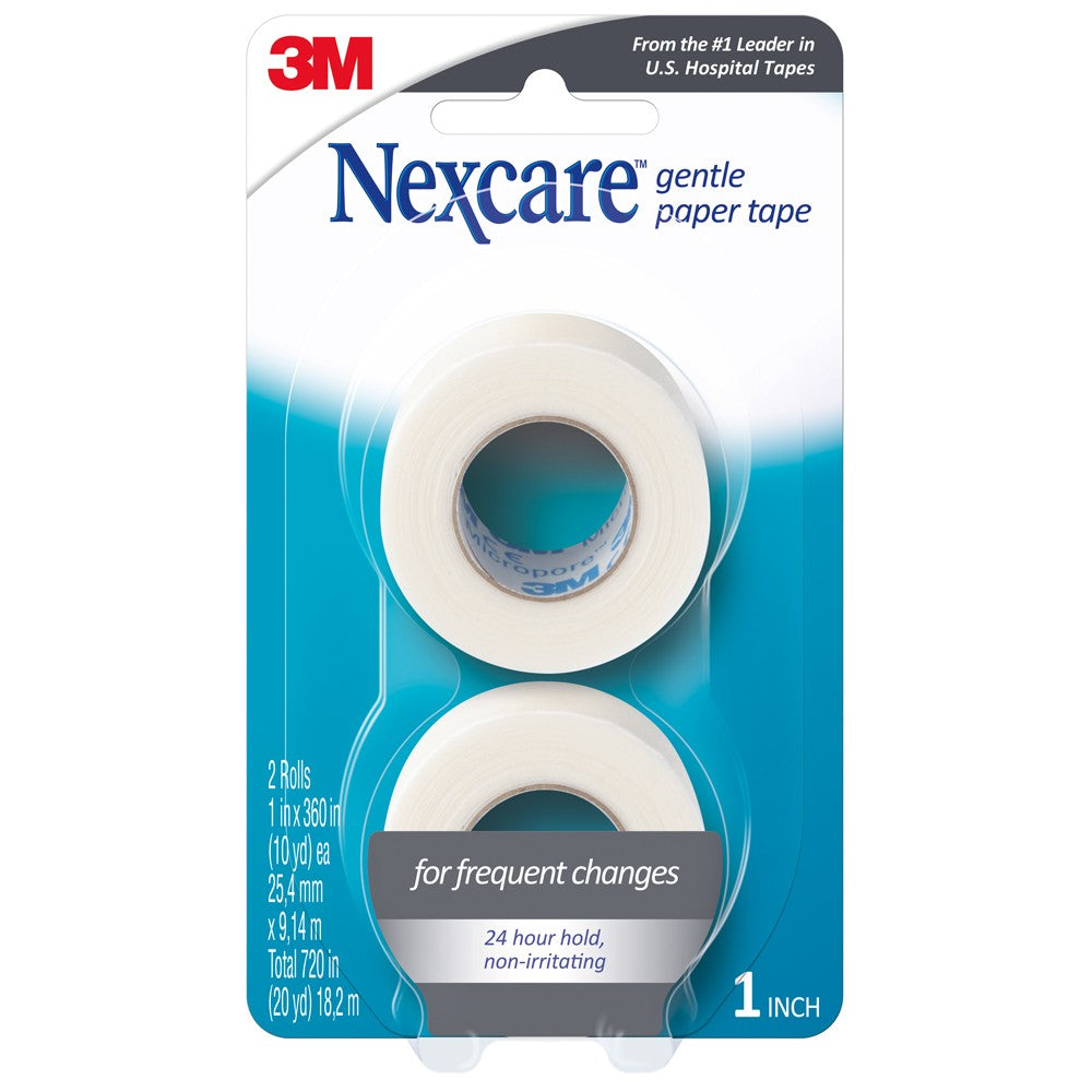 Nexcare Micropore Gentle Paper Tape 2pk White - 25.4mm X 9.14m