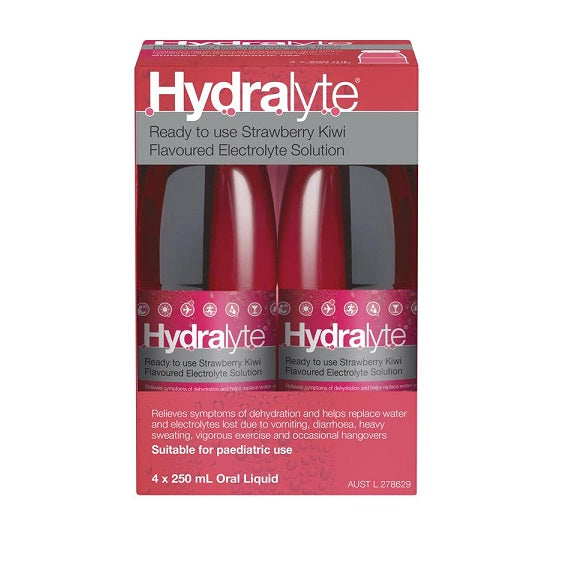 Hydralyte Strawberry Kiwi Flavoured Electrolyte Solution - 4 x 250ml