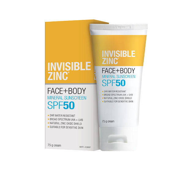 Invisible Zinc Face & Body Mineral Sunscreen SPF 50 - 75g