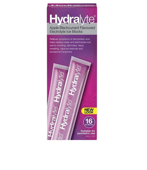 Hydralyte Apple Blackcurrant Flavour Electrolyte Ice Blocks - 16s