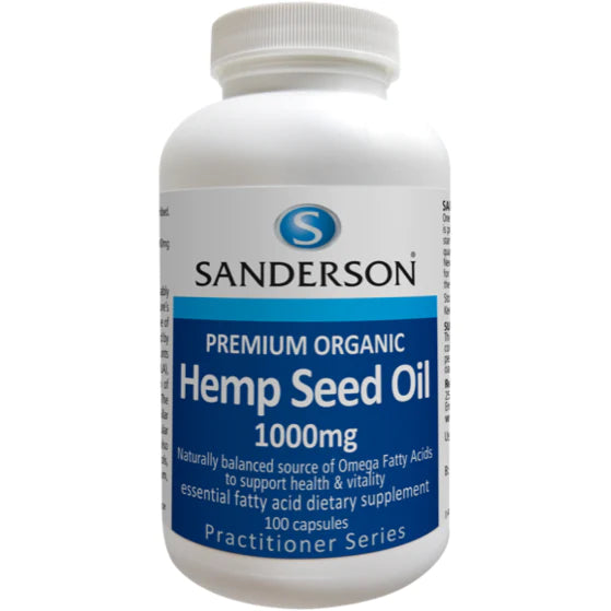 Sanderson Premium Organic Hemp Oil 1000mg - 100 caps