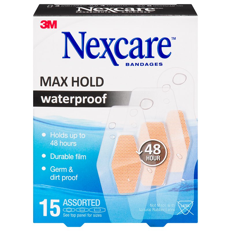 Nexcare Max Hold Wateproof Bandages Assorted - 15s