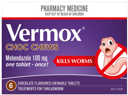 Vermox Worming Treatment Choc Chews - 6tabs