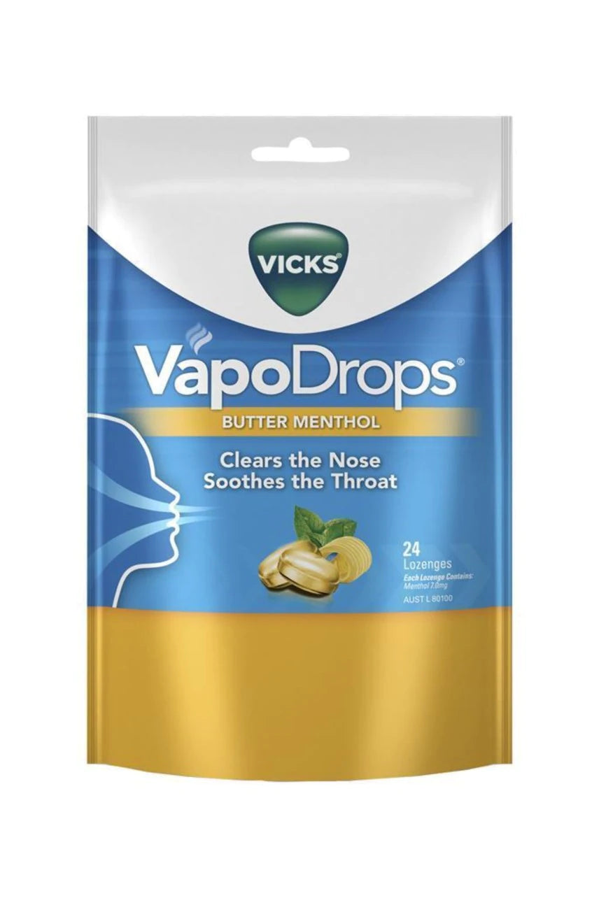 Vicks VapoDrops Butter Menthol Lozenges - 24s