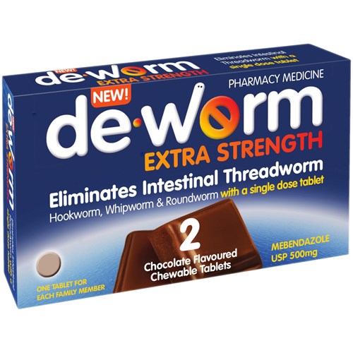 De-worm Chewable Chocolate 500mg - 2tabs