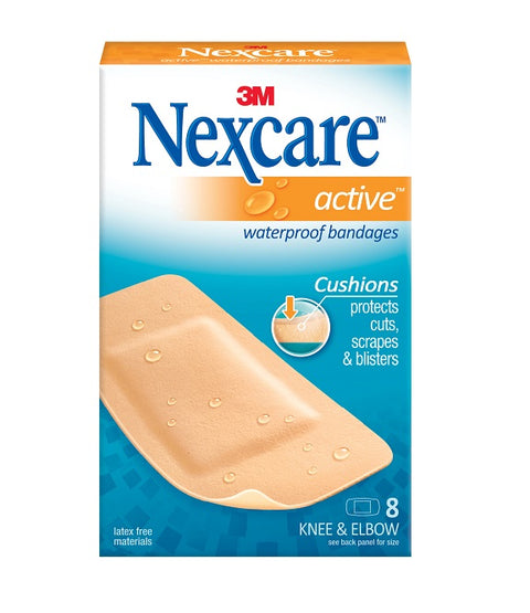 Nexcare Active Waterproof Bandages Knee and Elbow - 8s
