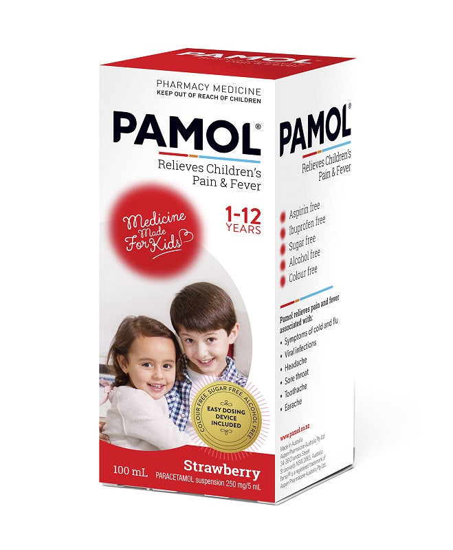 Pamol Suspension All Ages Colour Free Strawberry - 100ml