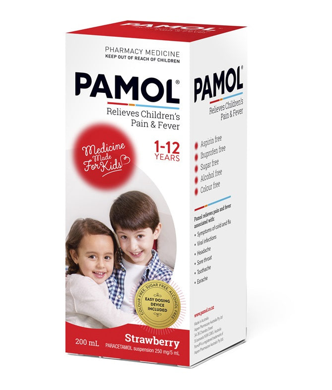 Pamol Suspension All Ages Colour Free Strawberry - 200ml