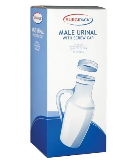 Surgipack male urinal with handle & lid